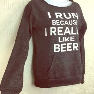Off the shoulder alternative earth beer sweatshirt